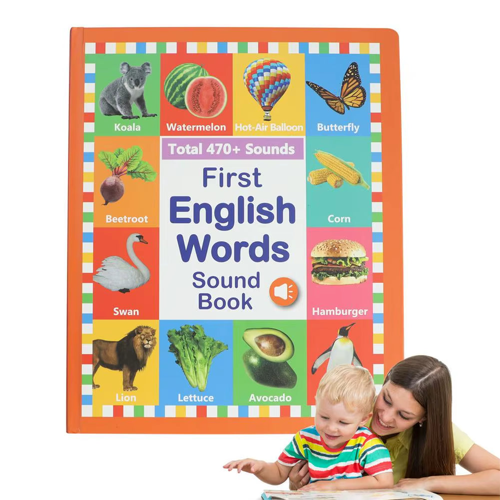 First English Words Sound Book for Babies & Toddlers, My First English Sound Toy Early Learning Book Fun Word Game for Language