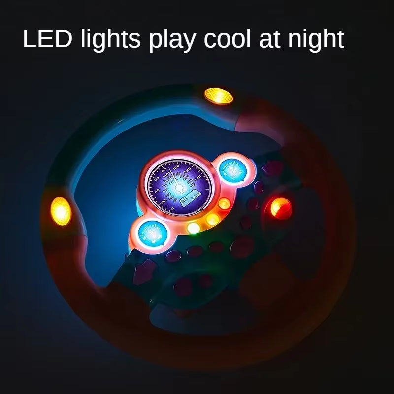 Kids Steering Wheel for Backseat Simulated Driving Steering Wheel Toy with Light Music Preschool Toys Pretend Driving Toy Gifts