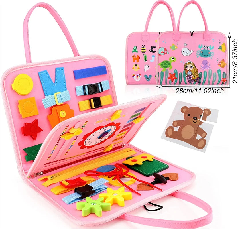 Montessori Busy Board for Toddlers Sensory Toy Preschool Learning Educational Travel Activities for Toddlers Fine Motor Skills